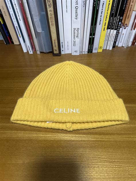 celine yellow beanie|celine fedora hat.